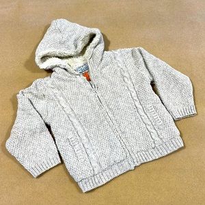 MAYORAL NEW KNIT COLLECTION SWEATER FAUX SHERPA ZIP FRONT LIGHT GRAY HOODIE 24M